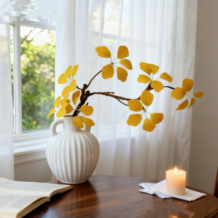 Decorative Faux Yellow Leaf Arrangement for Home Decor