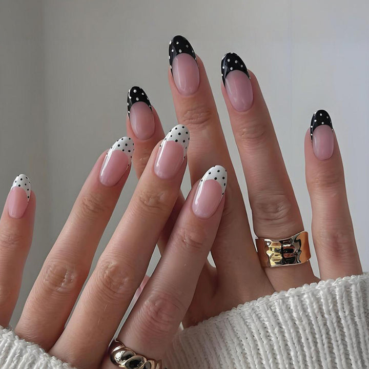Artificial nail set with circular dots and modern tips Kalsten