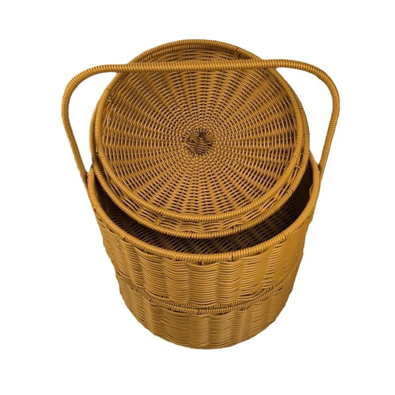 WoElegant Dual-Layer Woven Storage Basket Kalsten
