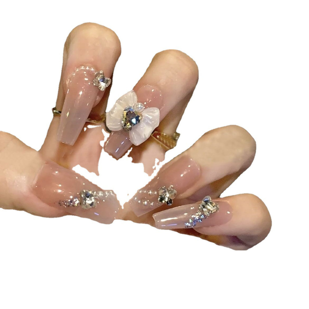 Floral Rhinestone Press-On Nail Art Kalsten