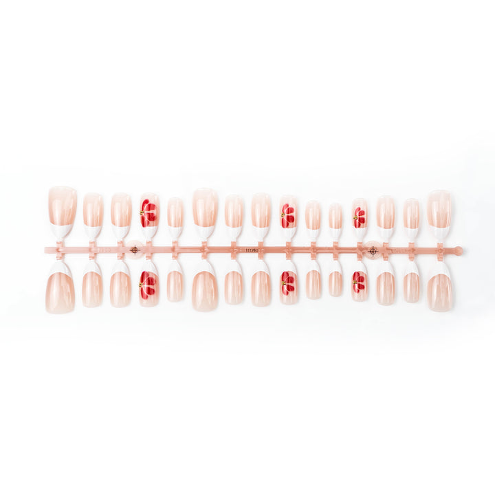 Elegant Floral Decorated Press-On Nail Set