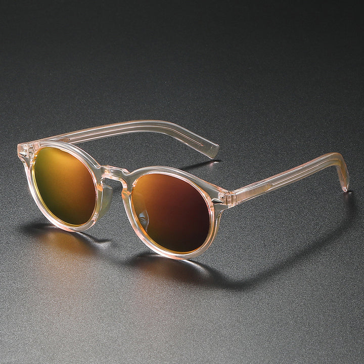 Ladies Round Sunglasses with Transparent Frame and Reflective Lenses Kalsten