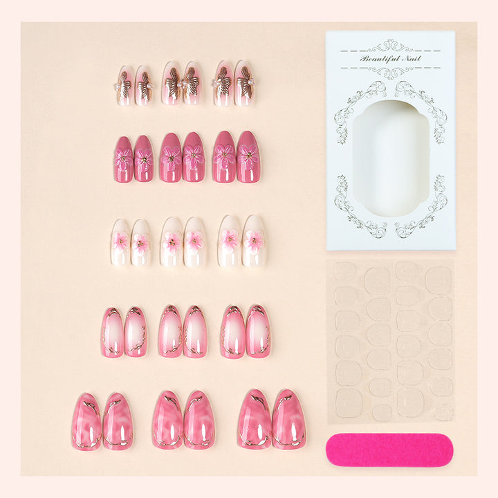 Elegant Floral Press-On Nail Set with Premium Detailing Kalsten