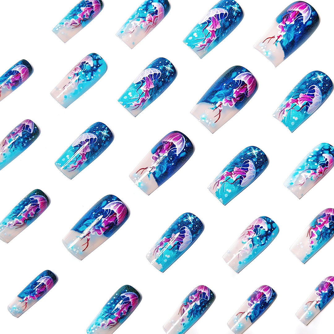 Artificial nails with impressive jellyfish design Kalsten
