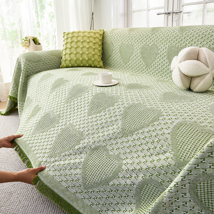Cozy Heart Pattern Sofa Throw Blanket
