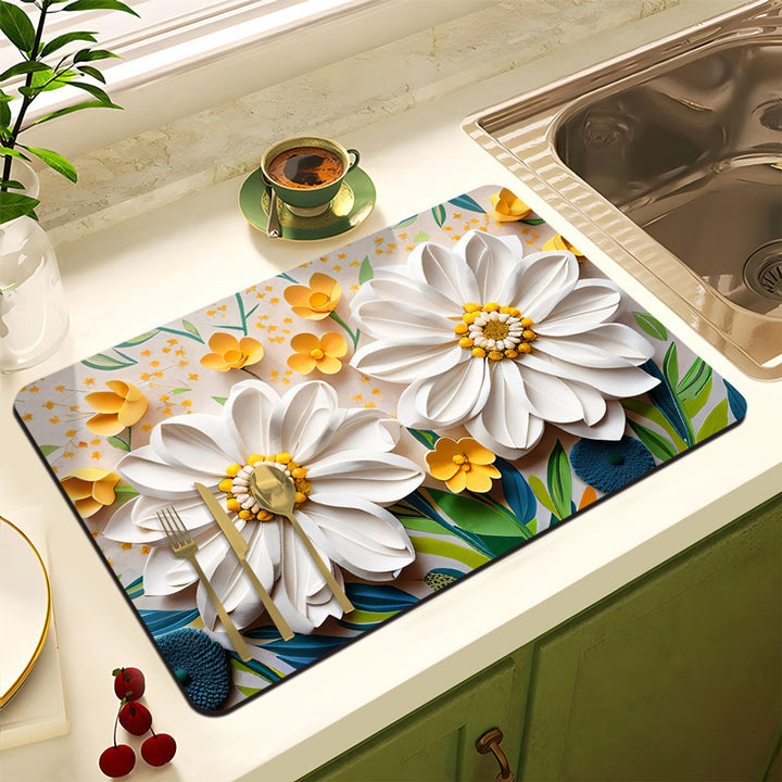 Decorative Floral Kitchen Mat