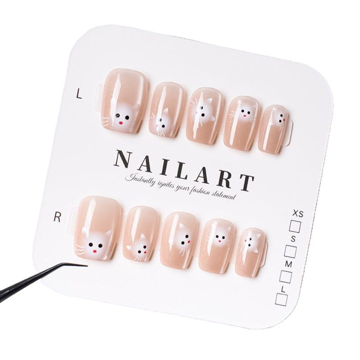 Whimsical Cat-Themed Press-On Nail Art Set Kalsten