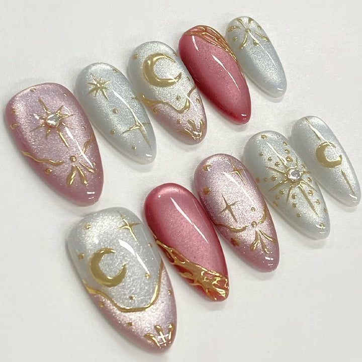 Celestial Theme Press-On Nail Art Set kalsten