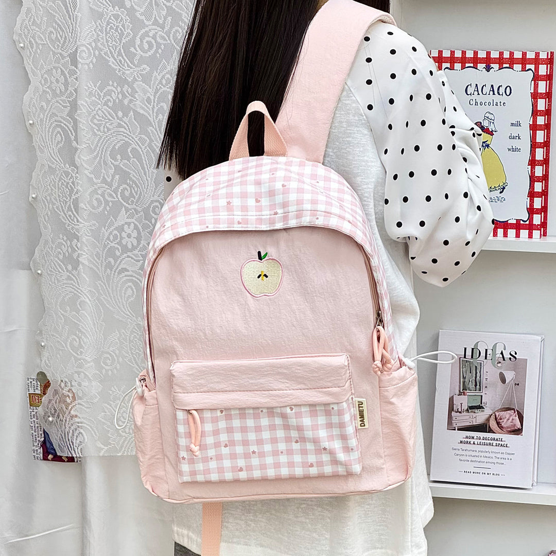 Playful Gingham Patterned Backpack Kalsten