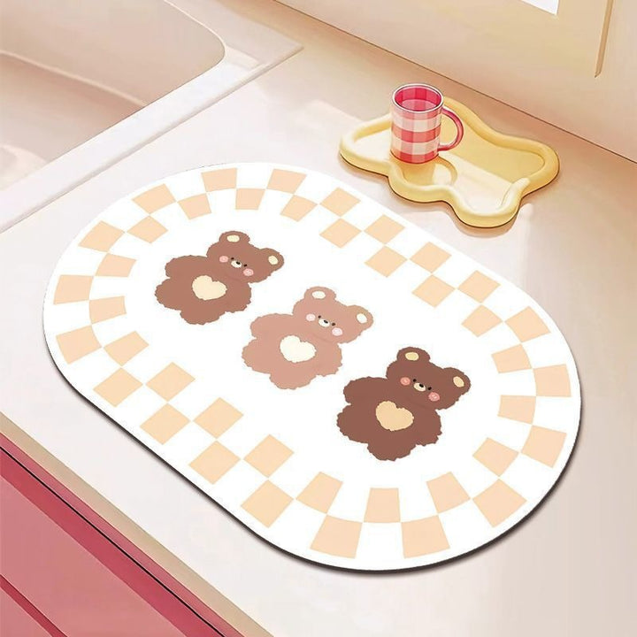 Cartoon Bear-Themed Kitchen Mat
