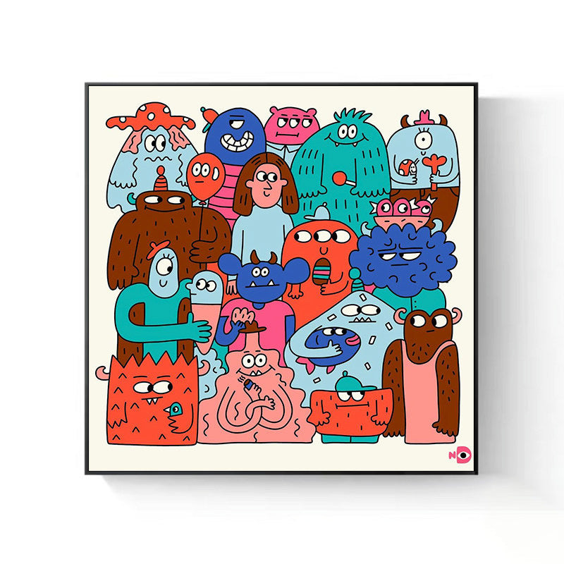 Playful Cartoon Character Canvas Artwork