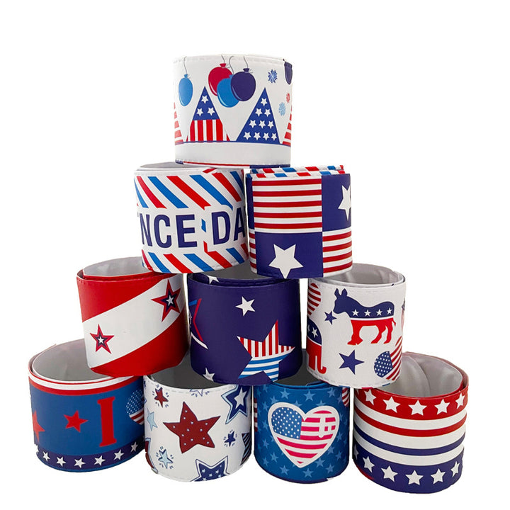 Unisex nan trendy snap bracelet set with patriotic USA motifs and flexible metal core Kalsten