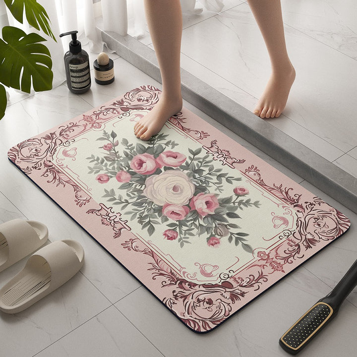 Vintage Floral Bath Mat Kalsten