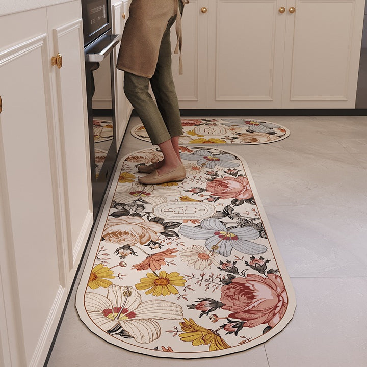 Floral Pattern Decorative Kitchen Mat
