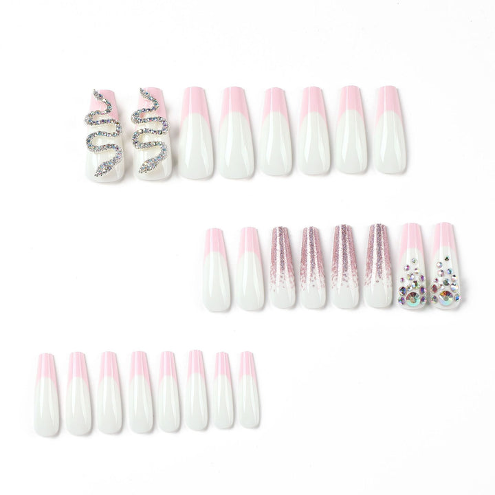 Artful Nail Extensions with Glitter and Rhinestone Decorations Kalsten
