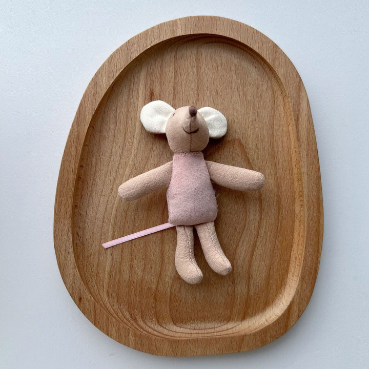 Handcrafted Cotton Plush Mouse Doll with Crochet Dress