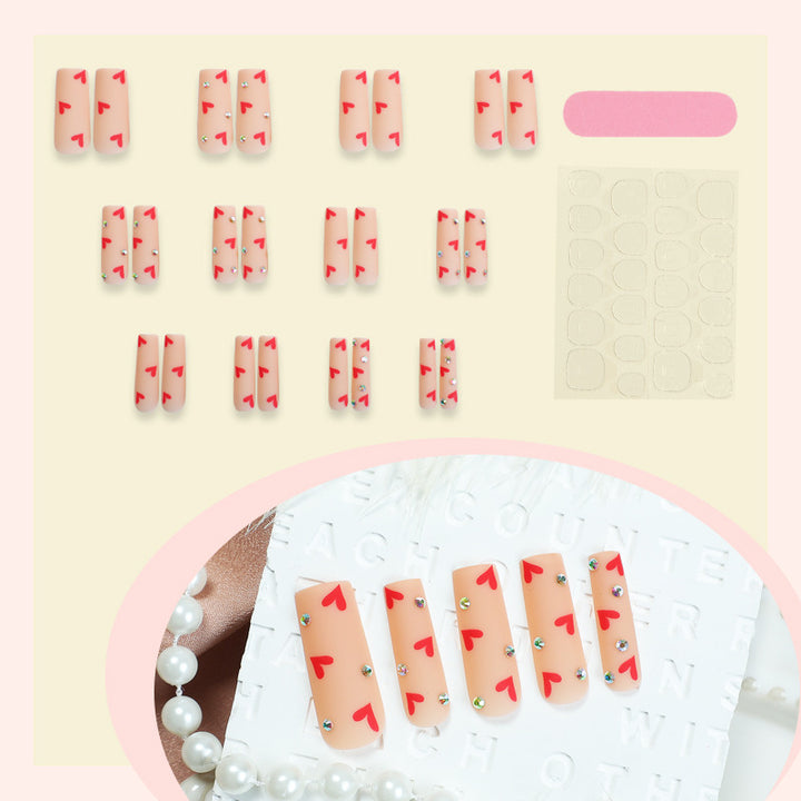 Decorative Heart Pattern Press-On Nails Kit kalsten