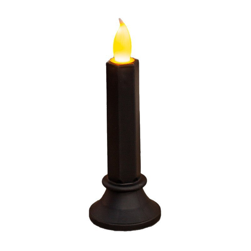 Flickering LED pillar candle in real wax look with removable holder