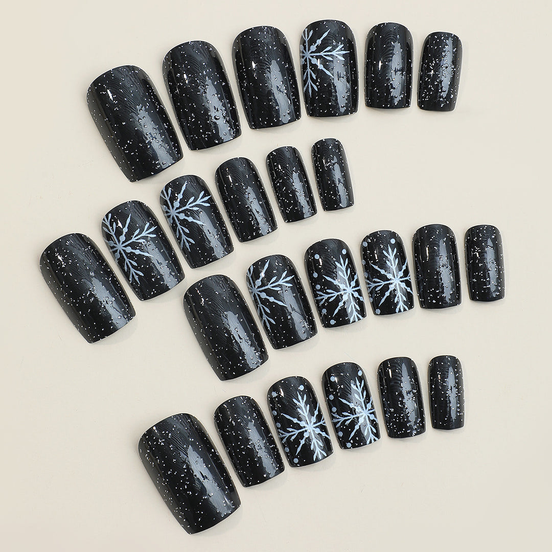 Artistic Press-On Nail Set with Chic Snowflake Design kalsten