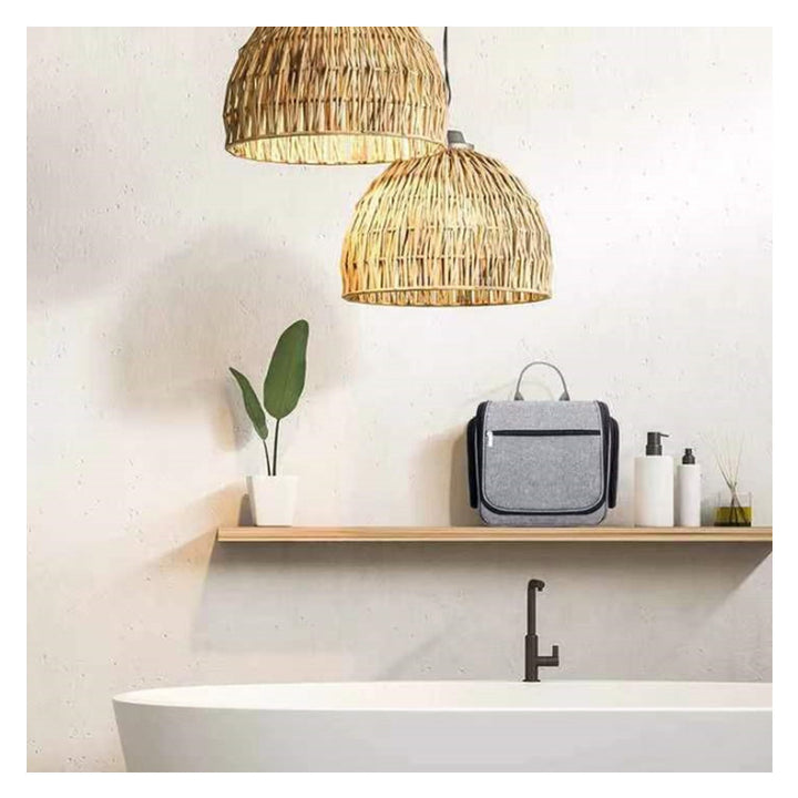 Elegant cosmetic bag with hanging hook and versatile compartments Kalsten