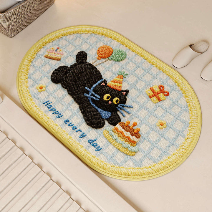 Embroidered Dog-Themed Bath Mat