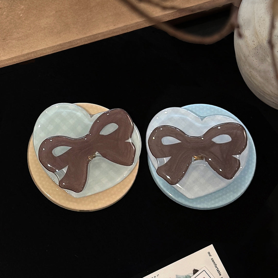 Decorative ceramic coaster with bow motif Kalsten