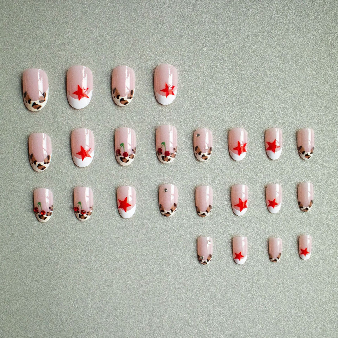 Artistic Animal Print and Star Nail Art