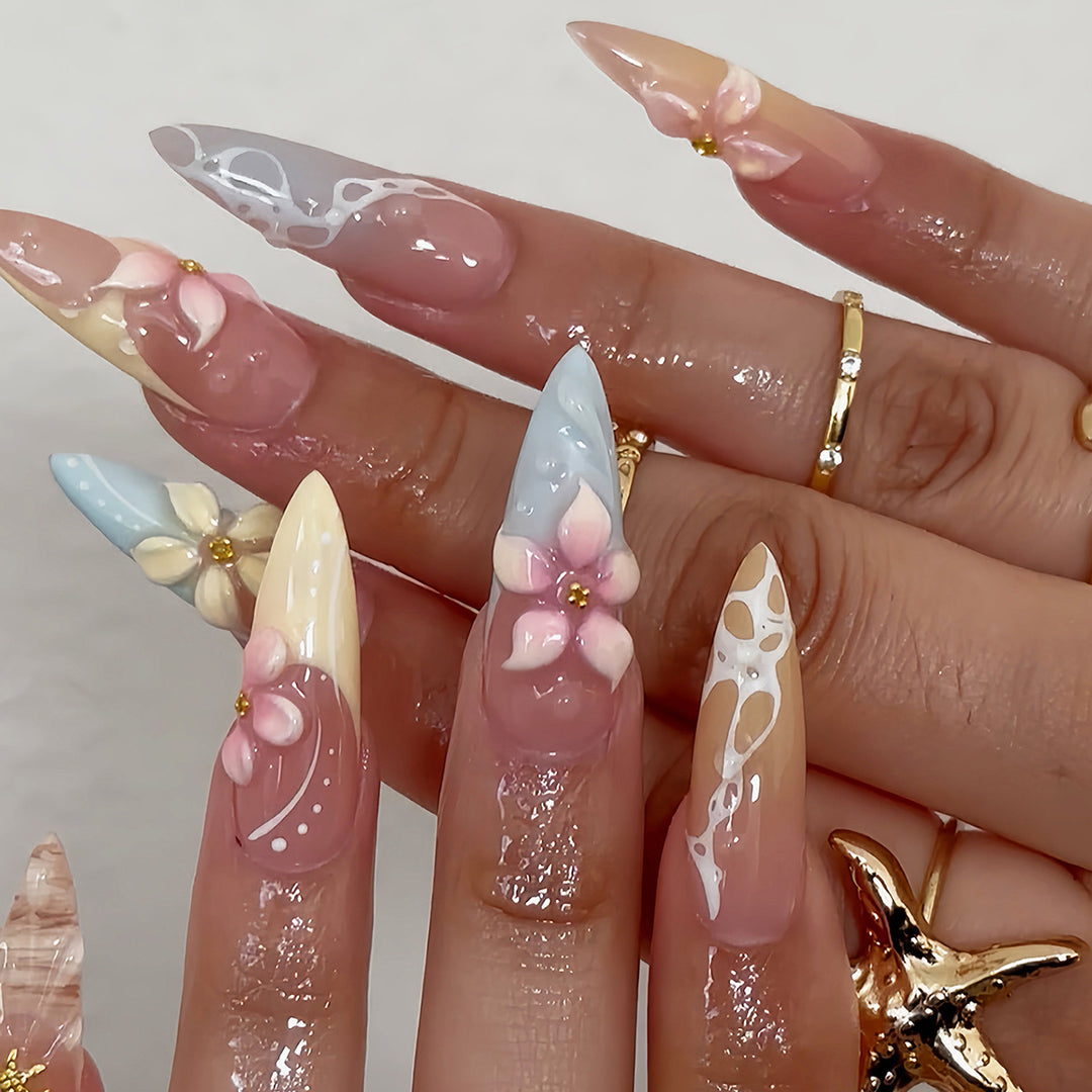Premium Floral Art Press-On Nails Kalsten