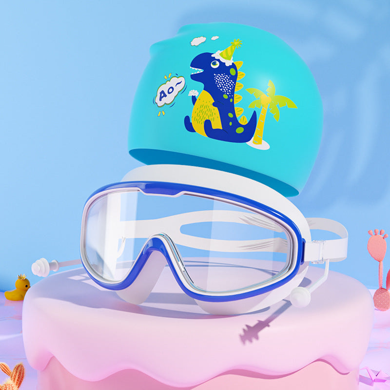 Kids Dinosaur-Themed Swim Mask and Cap Set Kalsten