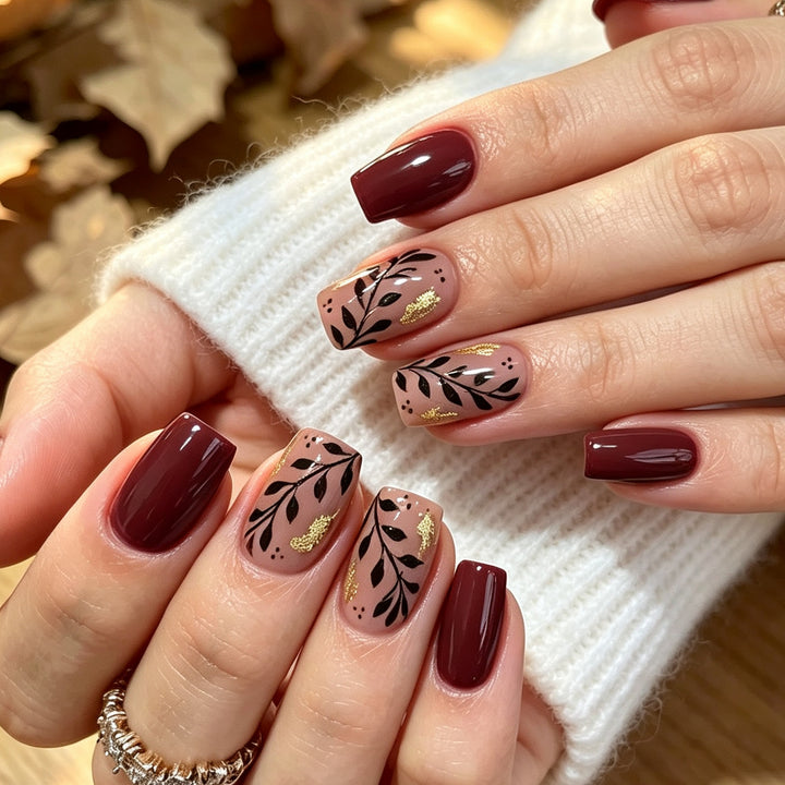 Artistic Autumn-Inspired Nail Art Kalsten