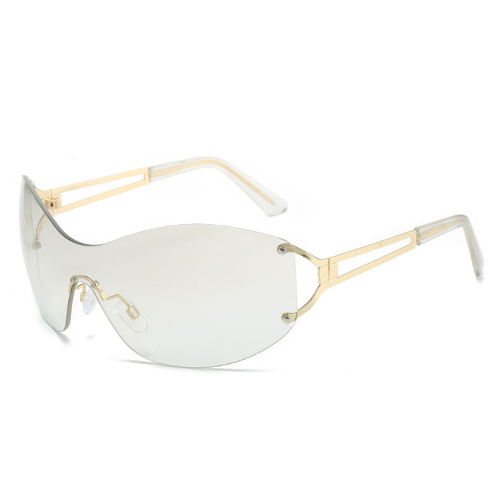 Futuristic Ultra-Wrap Sunglasses with Metallic Accents Kalsten