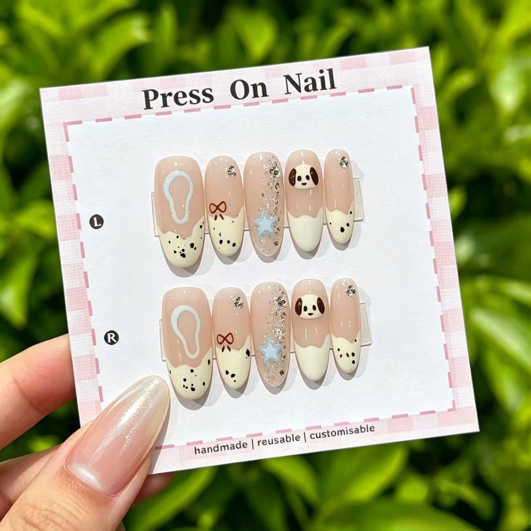 Artistic Press-On Nail Set with Floral and Patterned Designs