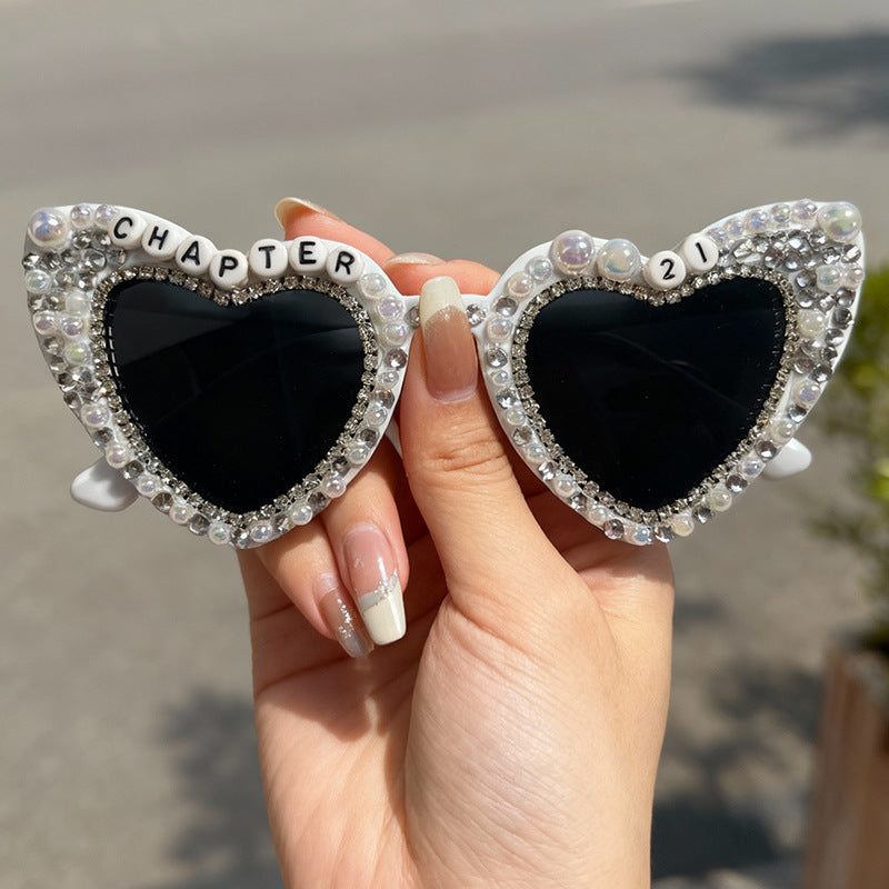 Heart-Shaped Pearl-Embellished Sunglasses Kalsten