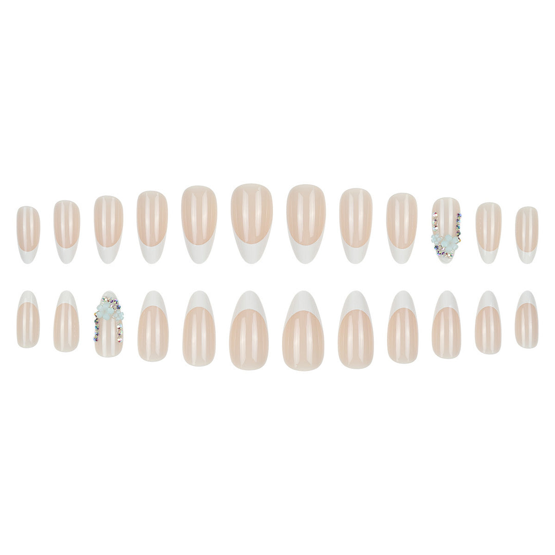 Decorative Stiletto Press-On Nails with Floral Accents Kalsten