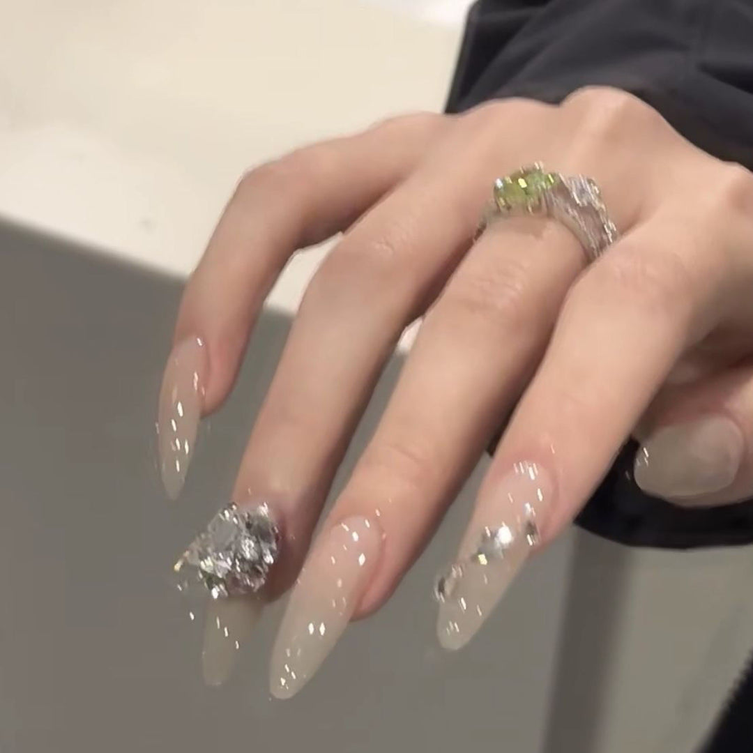Glamorous Rhinestone-Embellished Press-On Nail Extensions Kalsten