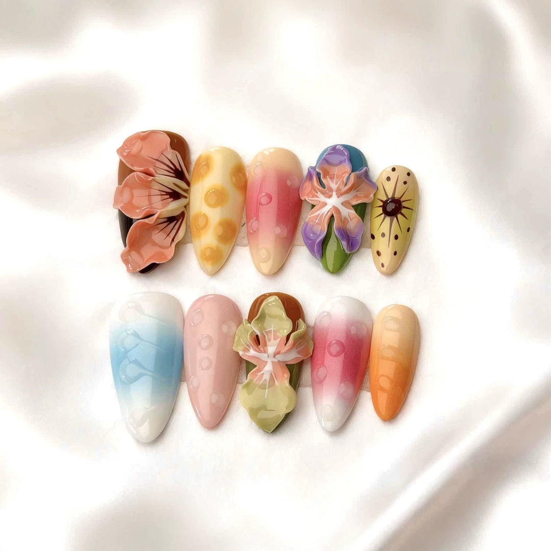 Artistic Floral Press-On Nails Set  1791774256