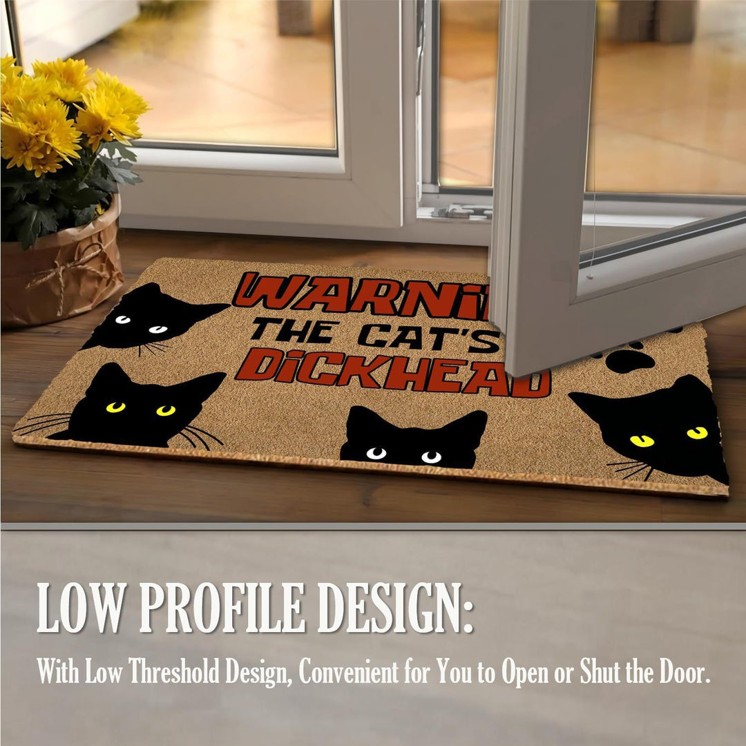 Cat-Themed Natural Coir Doormat