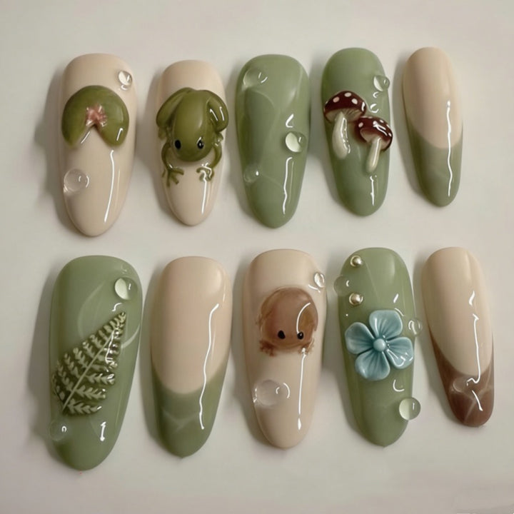 Nature-Themed Artistic Press-On Nails Kalsten