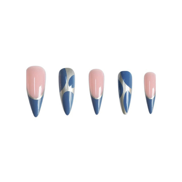 Stiletto Press-On Nail Art Extensions with Geometric Design Kalsten