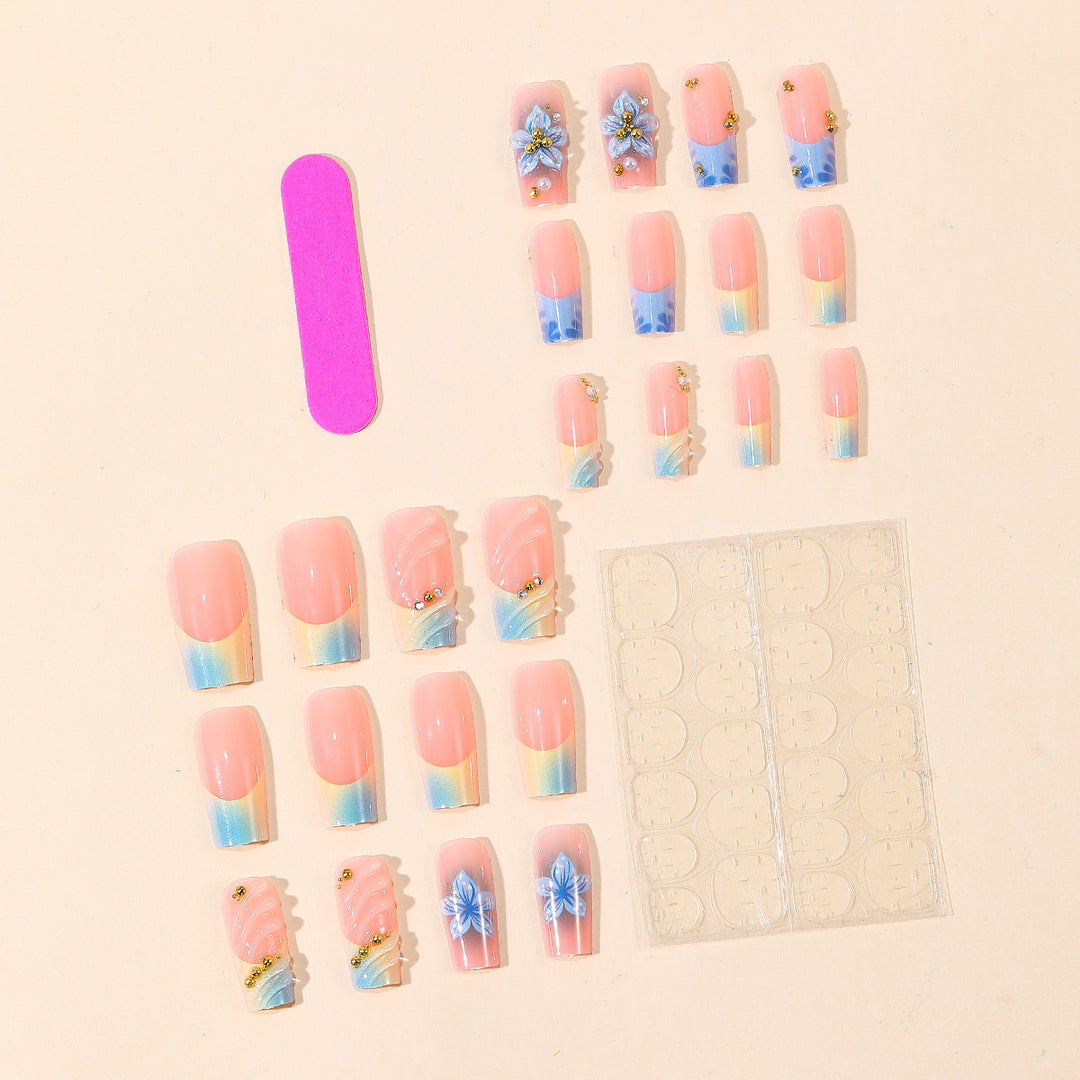 Artistic Floral Acrylic Nail Art Extensions Kalsten