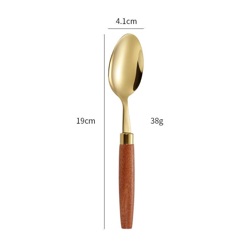 Elegant dessert spoon with ergonomic wooden handle Kalsten