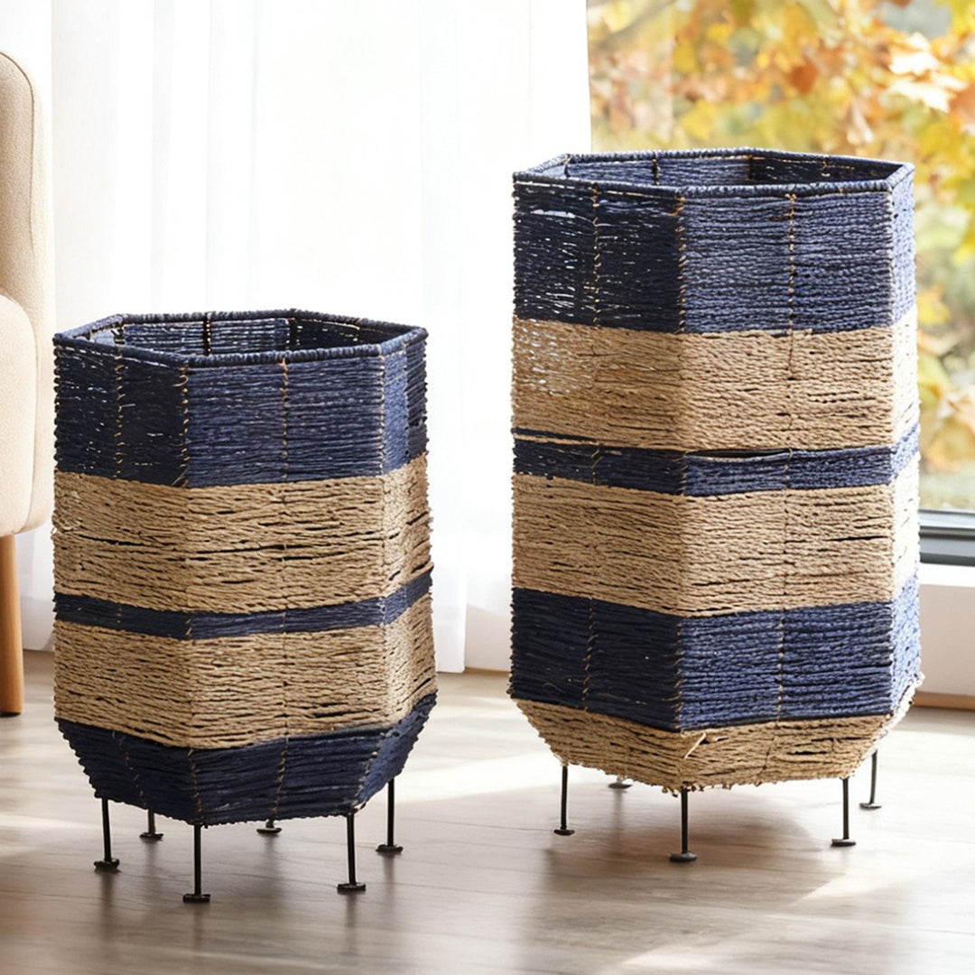 Stylish laundry basket made of rattan with metal legs Kalsten