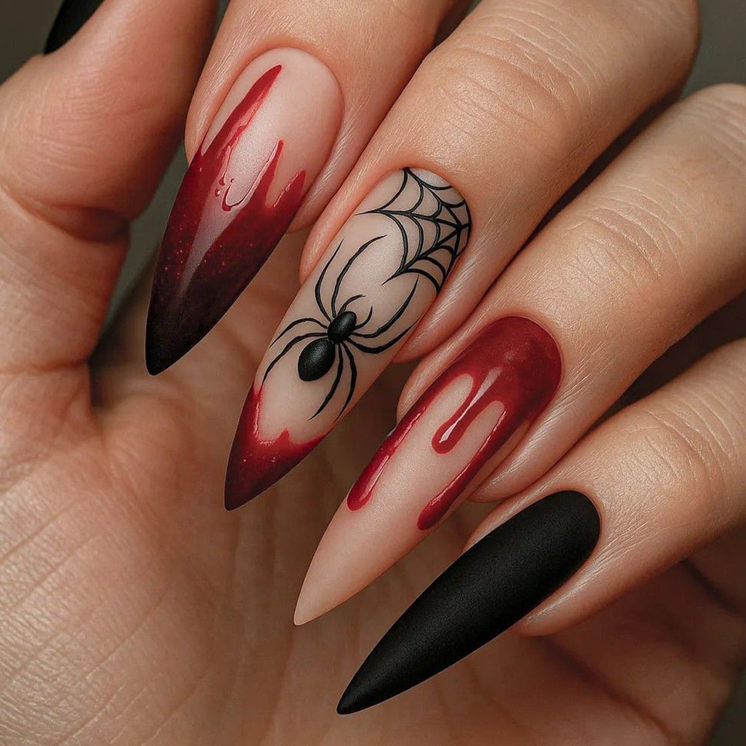 Gothic Halloween-Themed Stiletto Nail Art Extensions Kalsten 1789713400