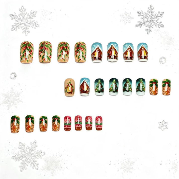 Artificial nails with festive Christmas motif Kalsten
