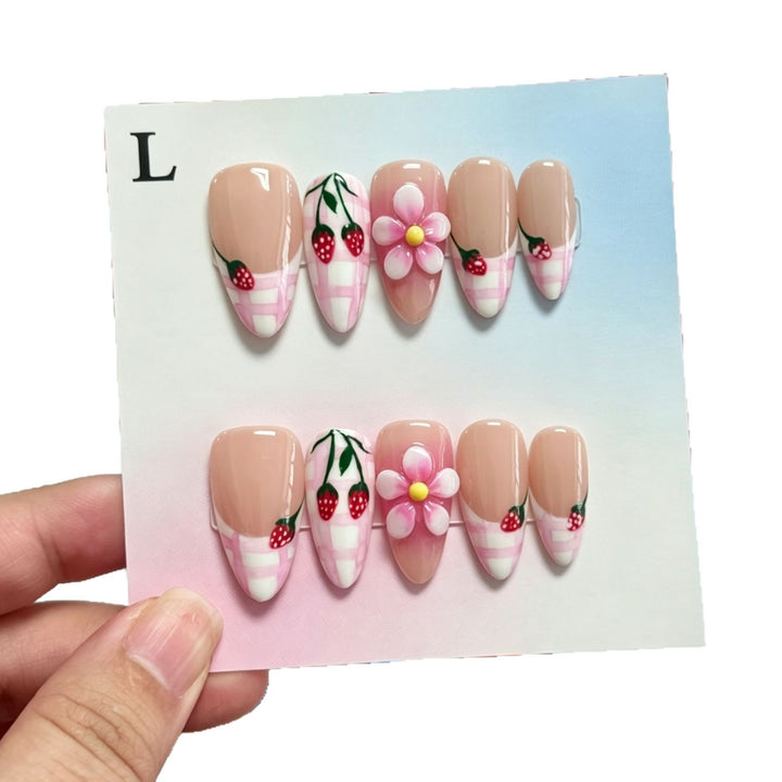Artistic Fruit-Embellished Press-On Nails