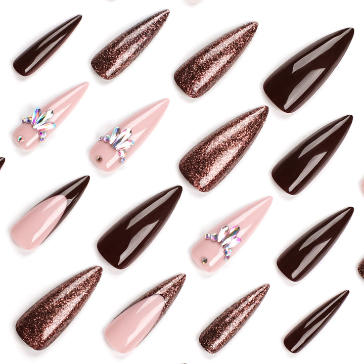 Artful Nail Extensions with Sparkling Accents Kalsten