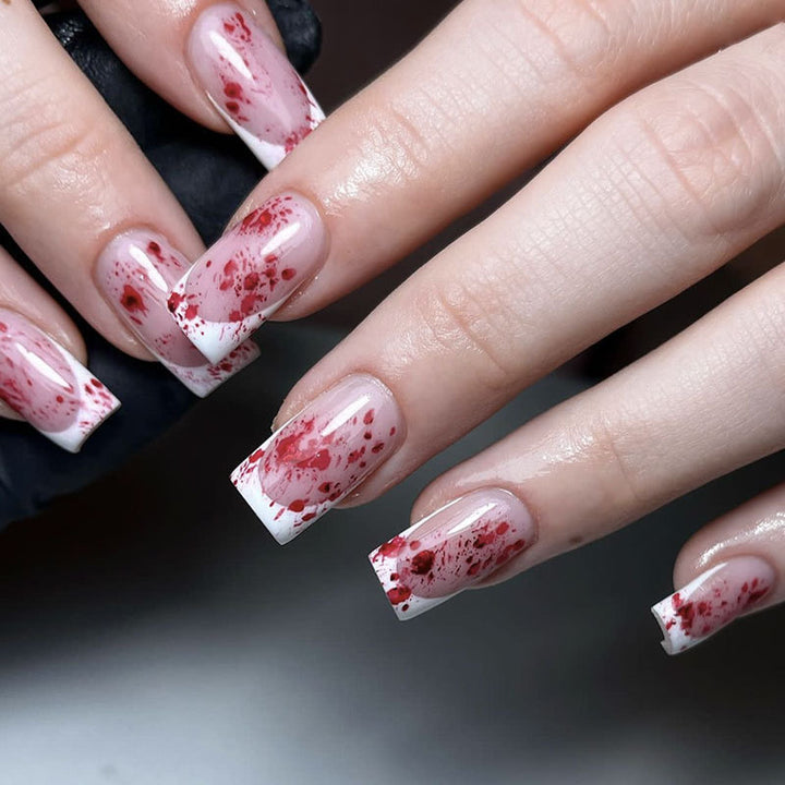 Artistic Blood Splatter Acrylic Nail Extensions Kalsten