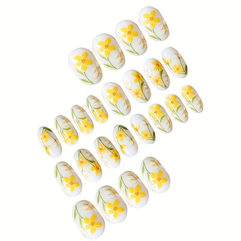 Floral-Themed Press-On Nail Art Set Kalsten