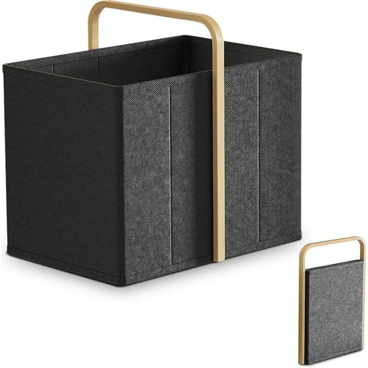 Modern laundry basket with wooden handle Kalsten