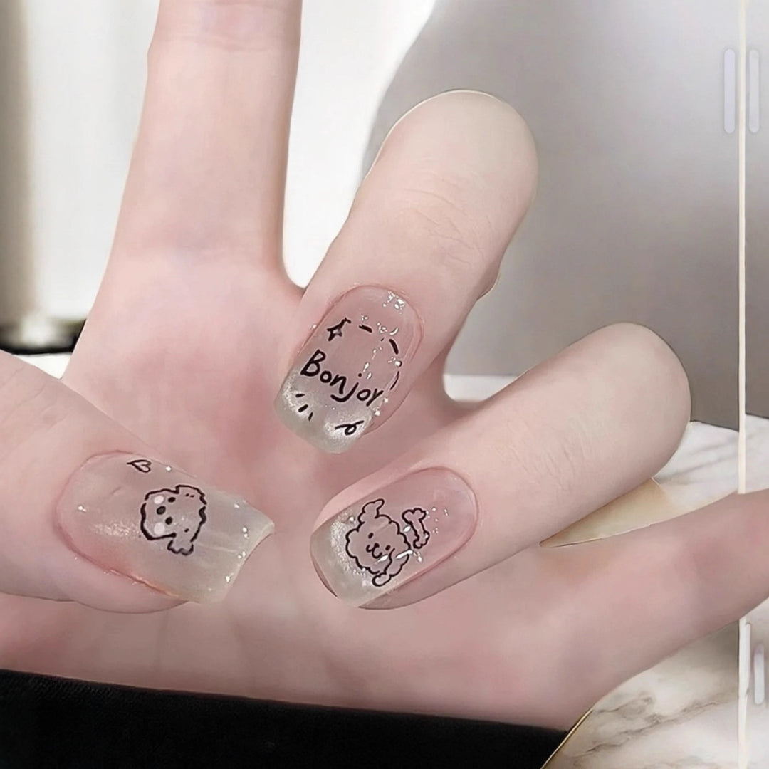 Artistic Press-On Nail Set with Playful Designs Kalsten